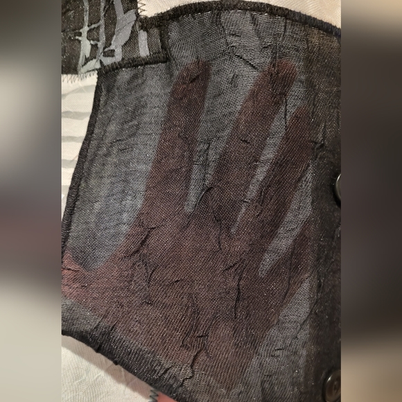 Blue Ice see through button down patchy blouse - Picture 7 of 11